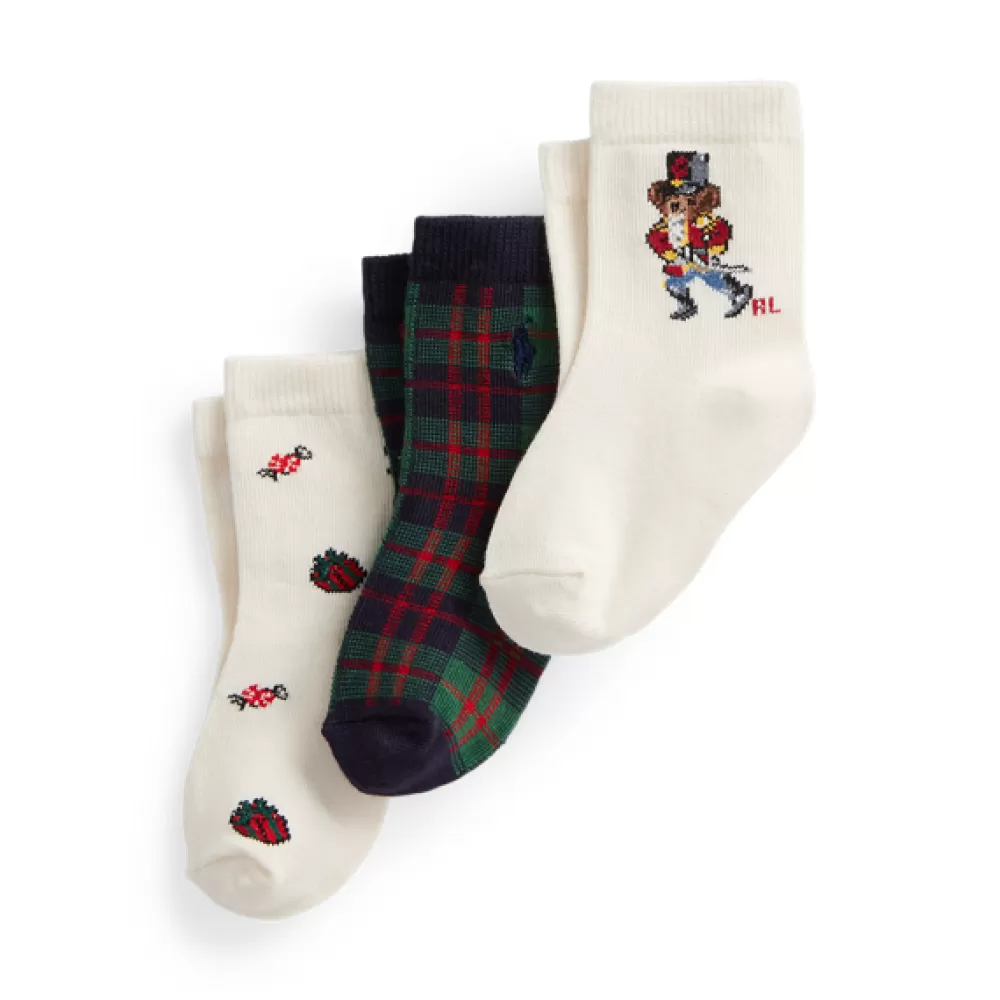 Grundausstattung Für Neugeborene | Schuhe Und Accessoires>Ralph Lauren Grundausstattung Für Neugeborene | Schuhe Und Accessoires 3er-Pack Crew-Socken mit Polo Bear für Baby | ® DE