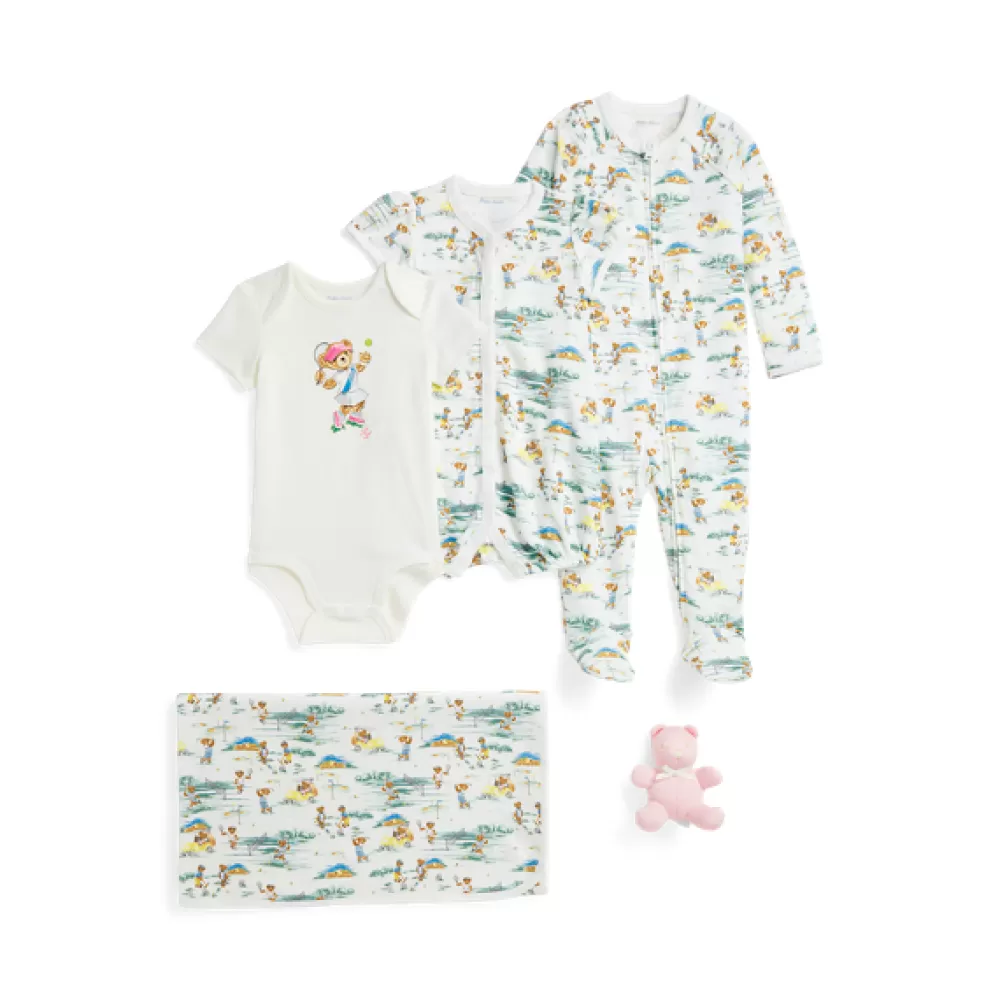 Outfits Und Geschenksets>Ralph Lauren Outfits Und Geschenksets 5-teiliges Geschenkset mit Polo Bear für Baby | ® DE