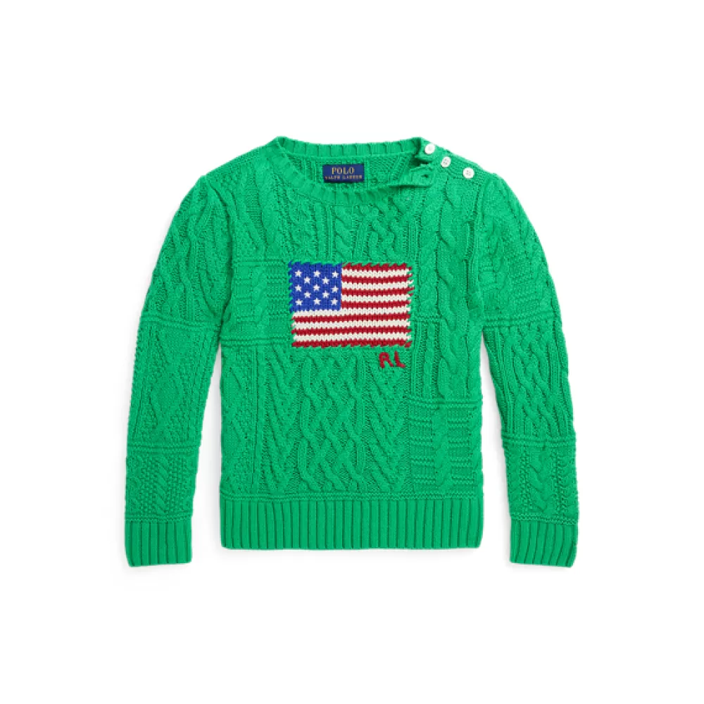 Pullover Und Strickjacken>Ralph Lauren Pullover Und Strickjacken Aran-Baumwollpullover mit Flagge für Children | ® DE