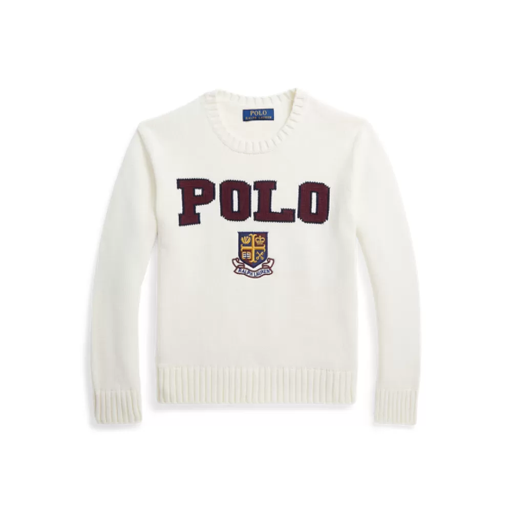 Sportbekleidung | Pullover Und Strickjacken | Mädchen 7-14 Jahre>Ralph Lauren Sportbekleidung | Pullover Und Strickjacken | Mädchen 7-14 Jahre Baumwollpullover mit Logowappen für Children | ® DE