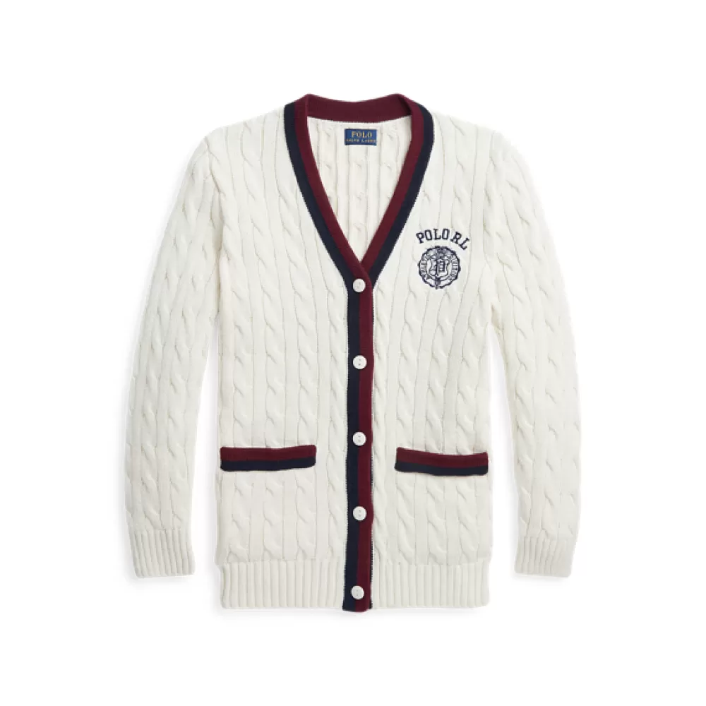 Pullover Und Strickjacken | Mädchen 7-14 Jahre>Ralph Lauren Pullover Und Strickjacken | Mädchen 7-14 Jahre Cricket-Strickjacke mit Wappen für Children | ® DE