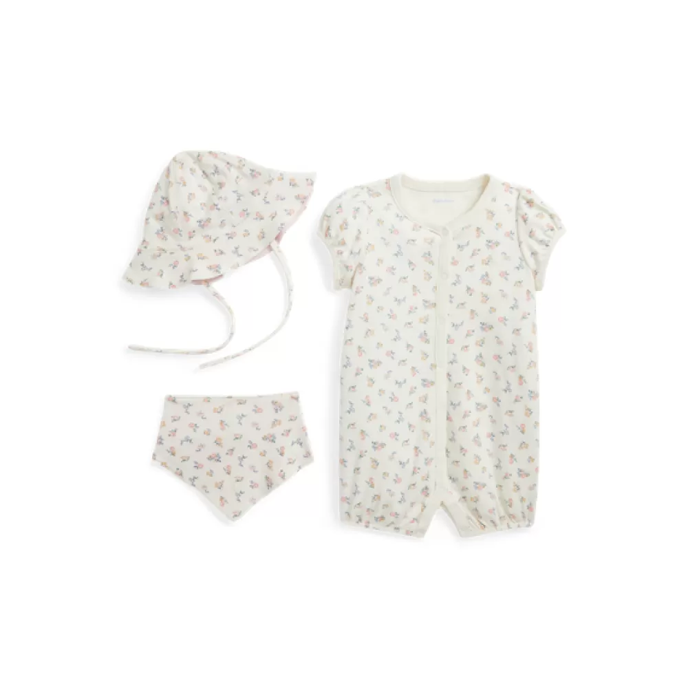 Outfits Und Geschenksets | Grundausstattung Für Neugeborene>Ralph Lauren Outfits Und Geschenksets | Grundausstattung Für Neugeborene Dreiteiliges Sommerstrampler-Set für Baby | ® DE