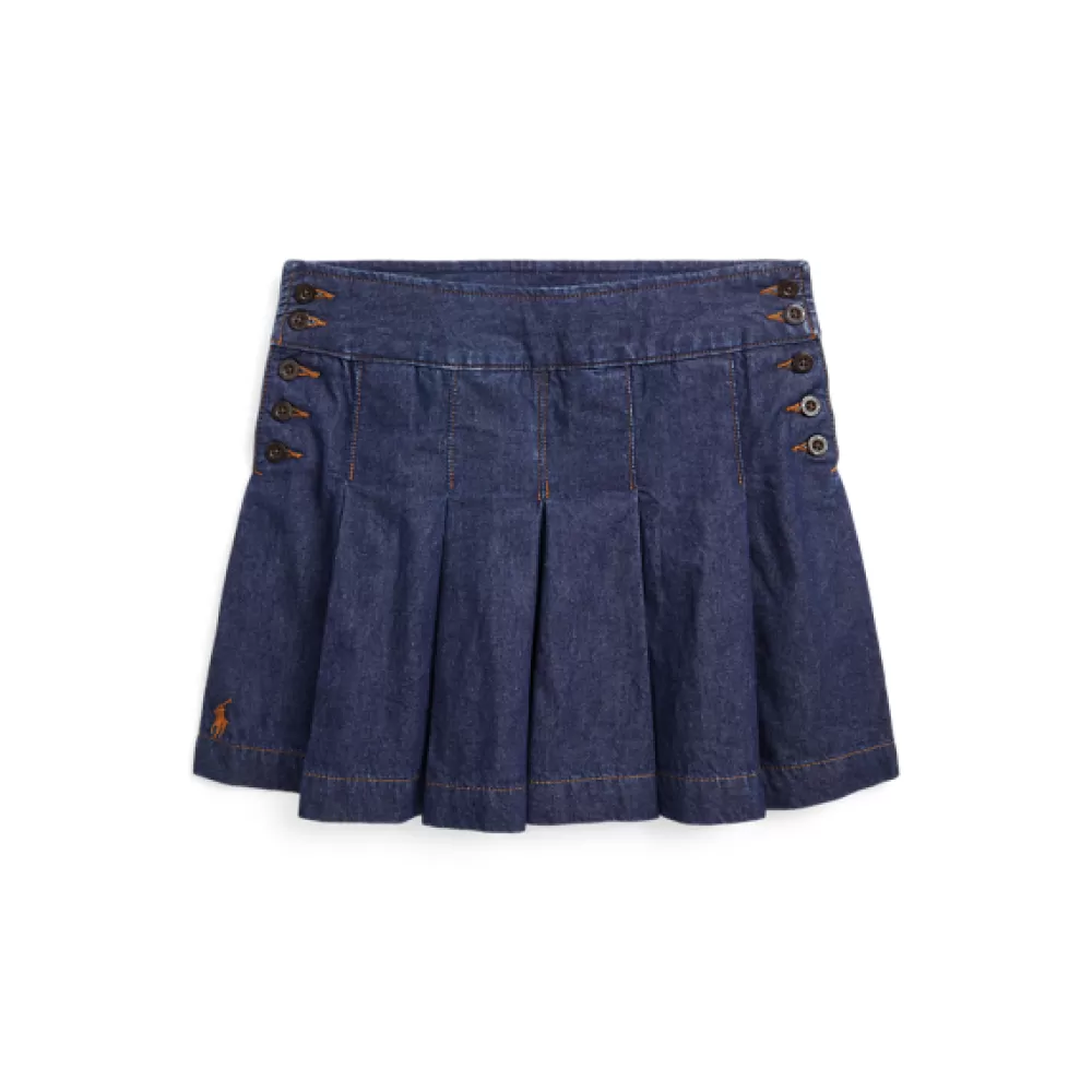 Mädchen 7-14 Jahre>Ralph Lauren Mädchen 7-14 Jahre Faltenrock aus Baumwolldenim für Children | ® DE