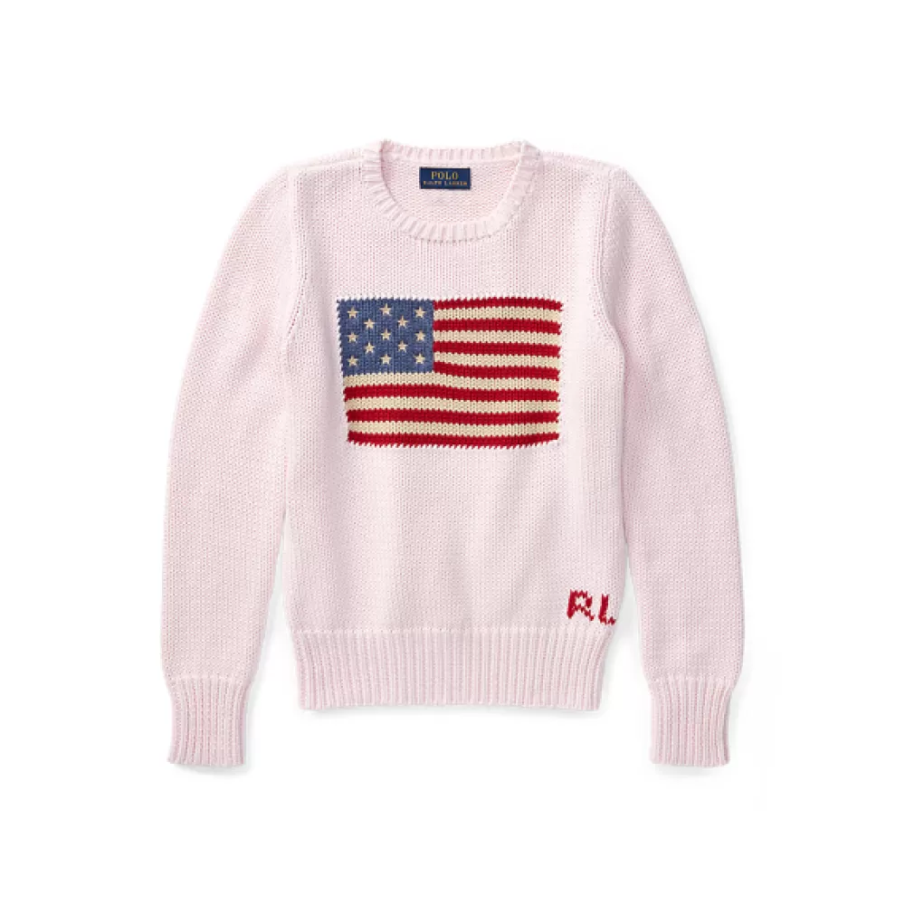 Pullover Und Strickjacken | Mädchen 7-14 Jahre>Ralph Lauren Pullover Und Strickjacken | Mädchen 7-14 Jahre Flag Cotton Crewneck Sweater | DE