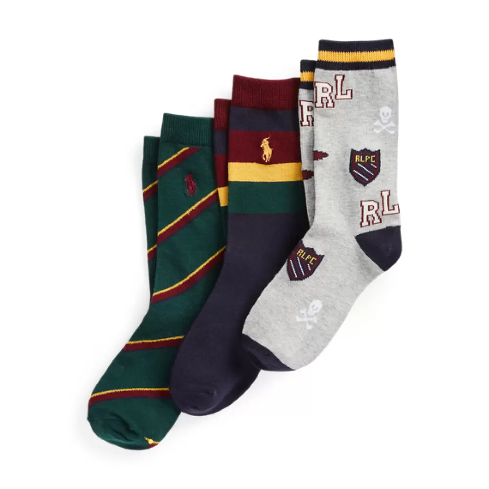 Accessoires>Ralph Lauren Accessoires Gestreifte Crew-Socken im 3er-Pack für Children | ® DE