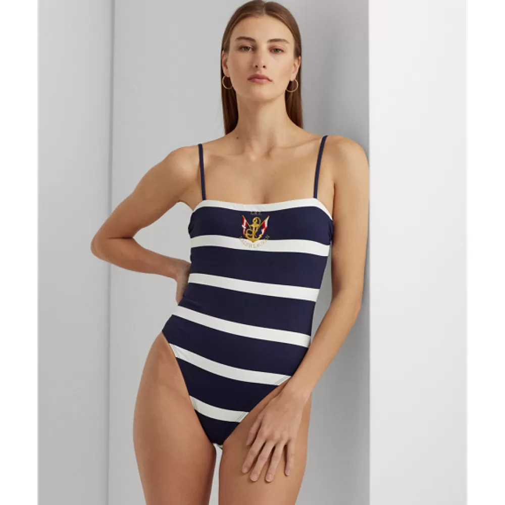 Bade- Und Strandmode>Ralph Lauren Bade- Und Strandmode Gestreifter Badeanzug mit Logo für Women | ® DE