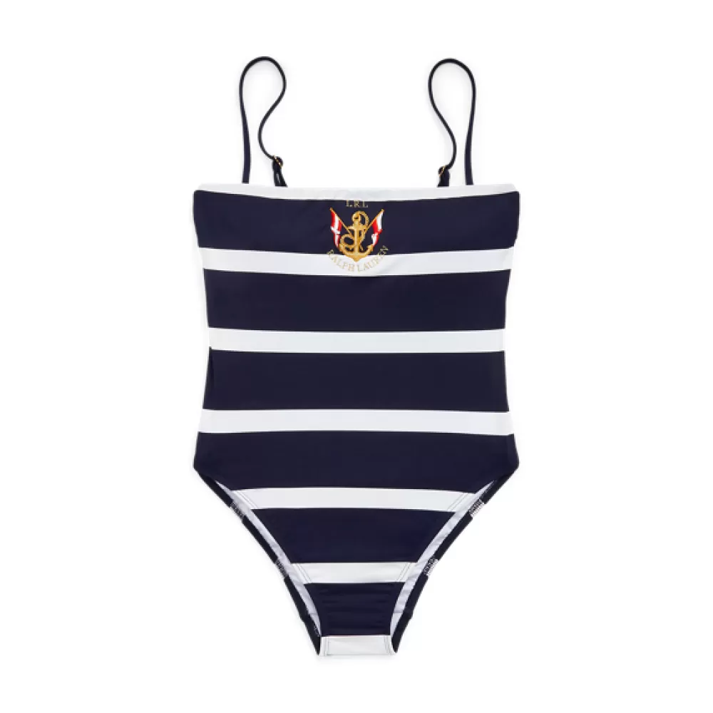 Bade- Und Strandmode>Ralph Lauren Bade- Und Strandmode Gestreifter Badeanzug mit Logo für Women | ® DE