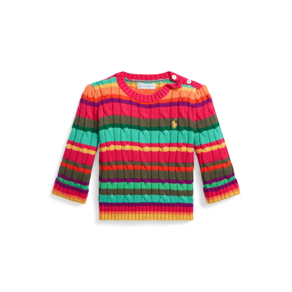 Pullover & Strickjacken>Ralph Lauren Pullover & Strickjacken Gestreifter Zopfmuster-Baumwollpullover für Baby | ® DE