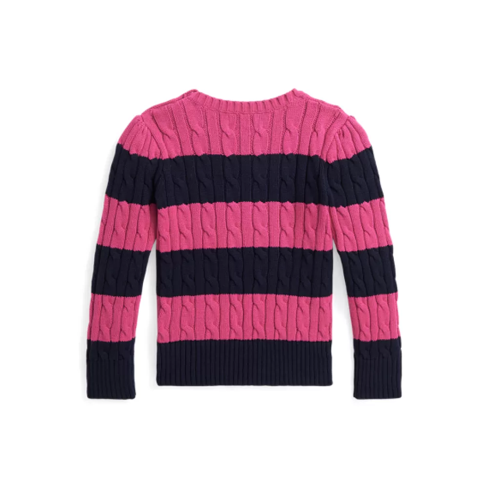 Pullover Und Strickjacken | Mädchen 1½-6½ Jahre>Ralph Lauren Pullover Und Strickjacken | Mädchen 1½-6½ Jahre Gestreifter Zopfmuster-Baumwollpullover für Children | ® DE