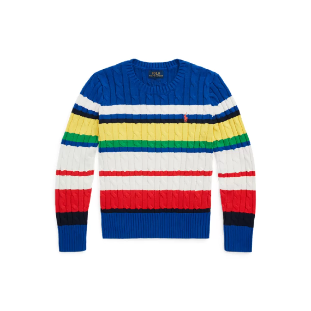 Pullover Und Strickjacken>Ralph Lauren Pullover Und Strickjacken Gestreifter Zopfmuster-Baumwollpullover für Children | ® DE