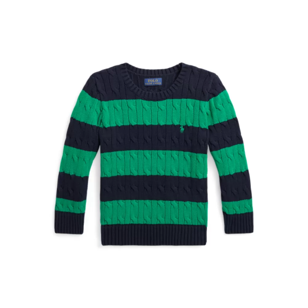 Pullover Und Strickjacken>Ralph Lauren Pullover Und Strickjacken Gestreifter Zopfmuster-Baumwollpullover für Children | ® DE