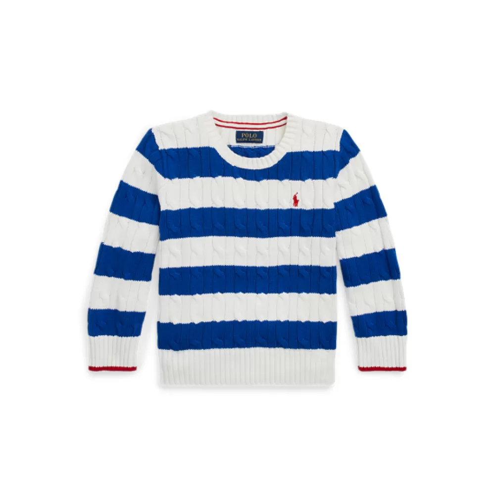 Pullover Und Strickjacken | Jungen 1½-6 Jahre>Ralph Lauren Pullover Und Strickjacken | Jungen 1½-6 Jahre Gestreifter Zopfmuster-Baumwollpullover für Children | ® DE