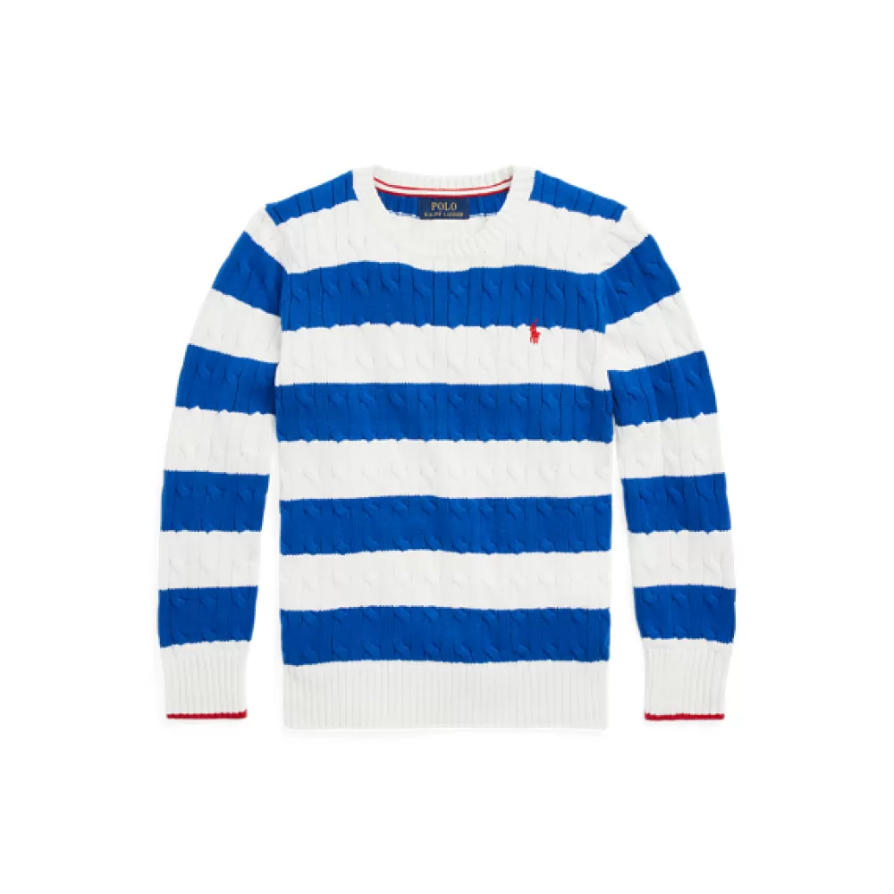 Pullover Und Strickjacken | Jungen 6-14 Jahre>Ralph Lauren Pullover Und Strickjacken | Jungen 6-14 Jahre Gestreifter Zopfmuster-Baumwollpullover für Children | ® DE