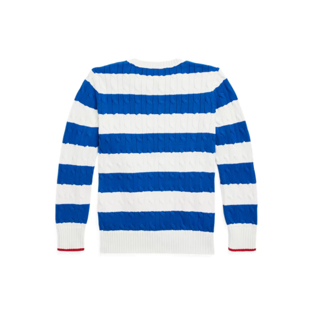 Pullover Und Strickjacken | Jungen 6-14 Jahre>Ralph Lauren Pullover Und Strickjacken | Jungen 6-14 Jahre Gestreifter Zopfmuster-Baumwollpullover für Children | ® DE