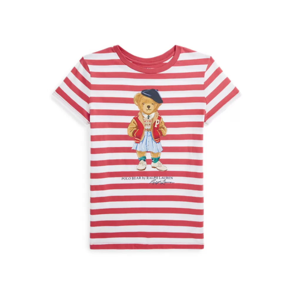 Mädchen | T-Shirts Und Sweatshirts>Ralph Lauren Mädchen | T-Shirts Und Sweatshirts Gestreiftes Jersey-T-Shirt mit Polo Bear für Children | ® DE