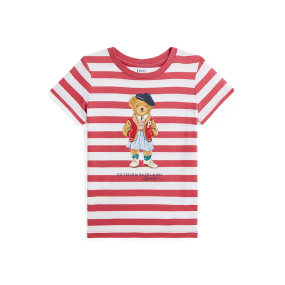 Mädchen | T-Shirts Und Sweatshirts>Ralph Lauren Mädchen | T-Shirts Und Sweatshirts Gestreiftes Jersey-T-Shirt mit Polo Bear für Children | ® DE