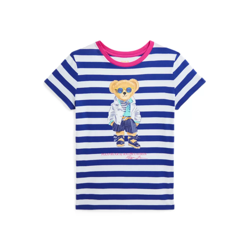 Mädchen | T-Shirts Und Sweatshirts>Ralph Lauren Mädchen | T-Shirts Und Sweatshirts Gestreiftes Jersey-T-Shirt mit Polo Bear für Children | ® DE