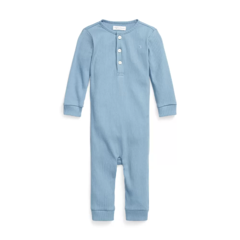 Bodys & Strampler | Grundausstattung Für Neugeborene>Ralph Lauren Bodys & Strampler | Grundausstattung Für Neugeborene Henley-Strampler aus gerippter Baumwolle für Baby | ® DE