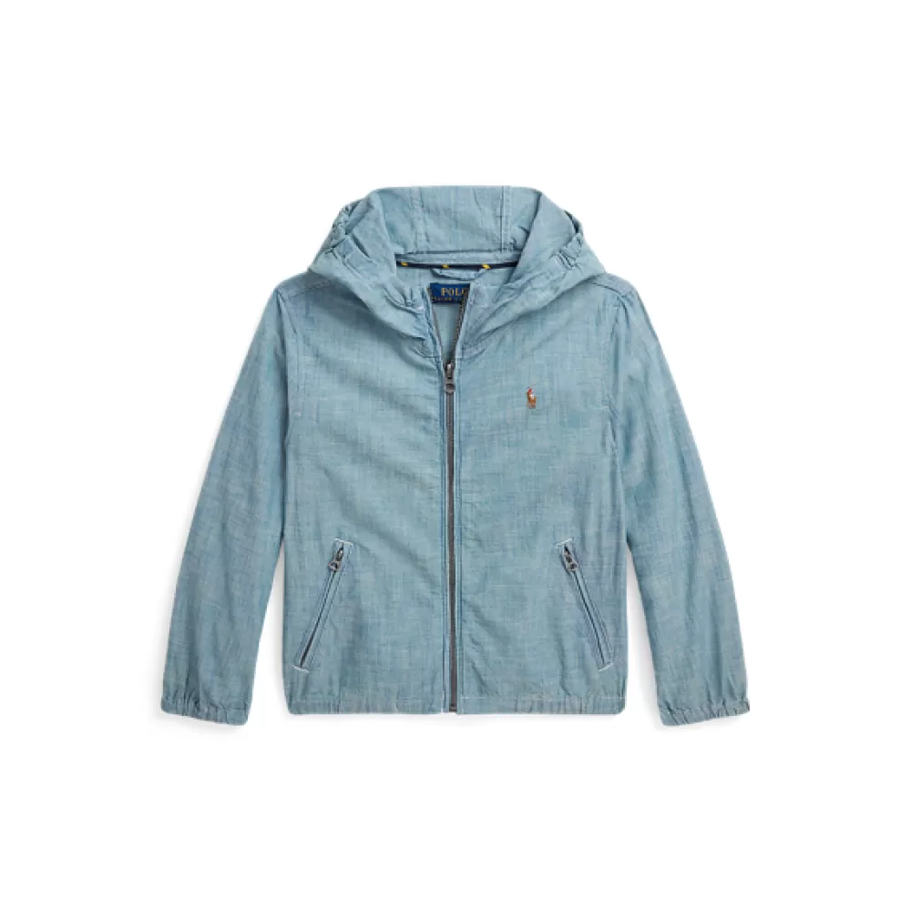 Jacken Und Mäntel>Ralph Lauren Jacken Und Mäntel Indigoblaue Chambrayjacke mit Kapuze für Children | ® DE