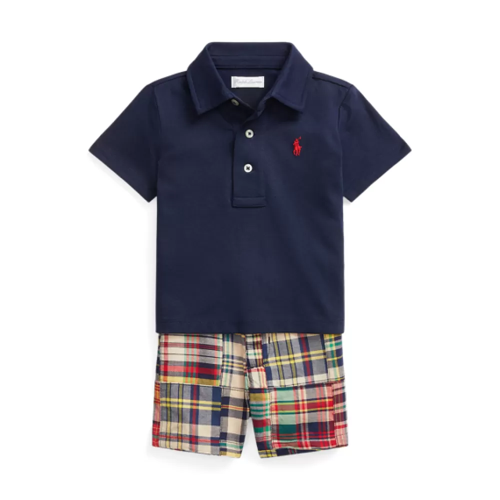 Ihr Erster Frühling | Outfits Und Geschenksets>Ralph Lauren Ihr Erster Frühling | Outfits Und Geschenksets Jersey-Poloshirt und Madras-Shorts für Baby | ® DE