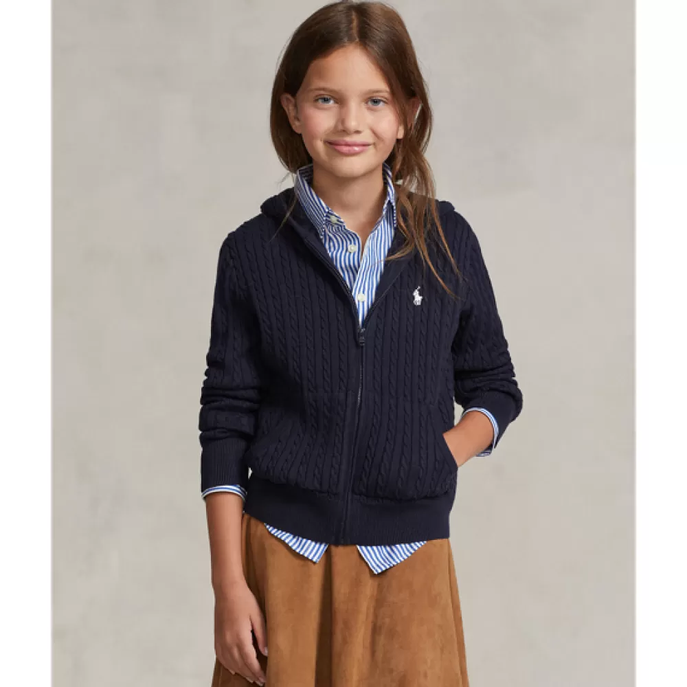 Pullover Und Strickjacken | Mädchen 7-14 Jahre>Ralph Lauren Pullover Und Strickjacken | Mädchen 7-14 Jahre Kapuzenjacke mit Mini-Zopfmuster für Children | ® DE