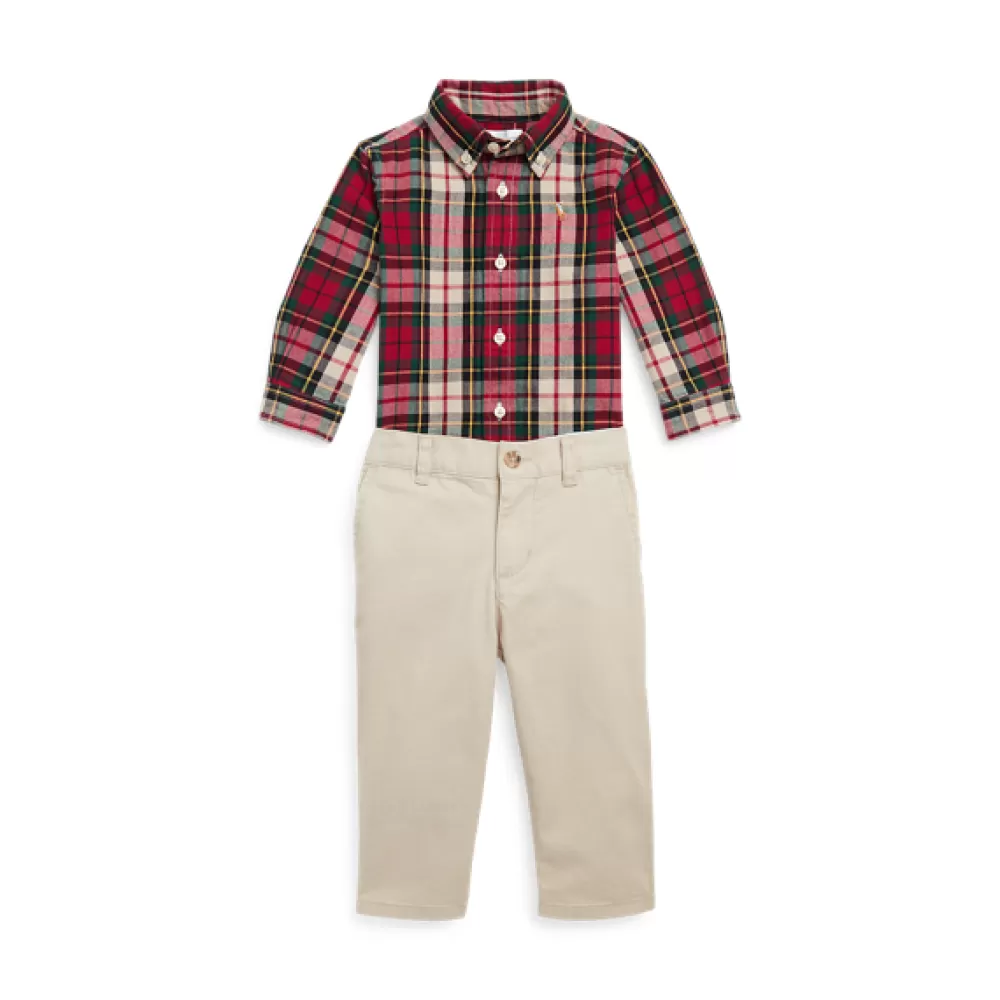 Outfits Und Geschenksets>Ralph Lauren Outfits Und Geschenksets Kariertes Baumwollhemd und Chinohose für Baby | ® DE