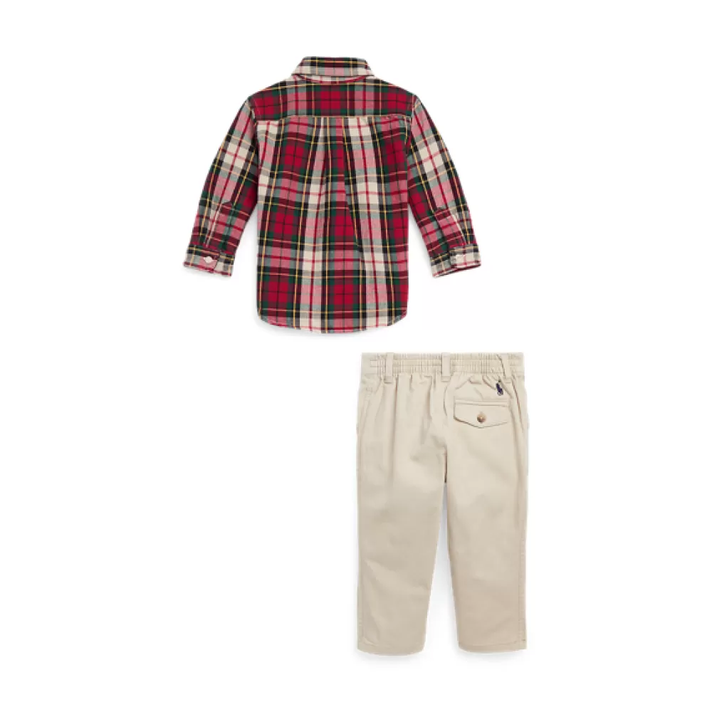 Outfits Und Geschenksets>Ralph Lauren Outfits Und Geschenksets Kariertes Baumwollhemd und Chinohose für Baby | ® DE