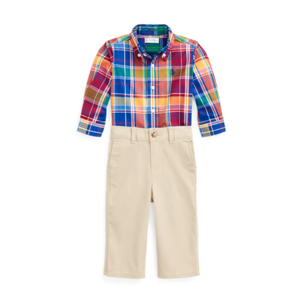 Outfits Und Geschenksets | Neuheiten>Ralph Lauren Outfits Und Geschenksets | Neuheiten Kariertes Baumwollhemd und Chinohose für Baby | ® DE