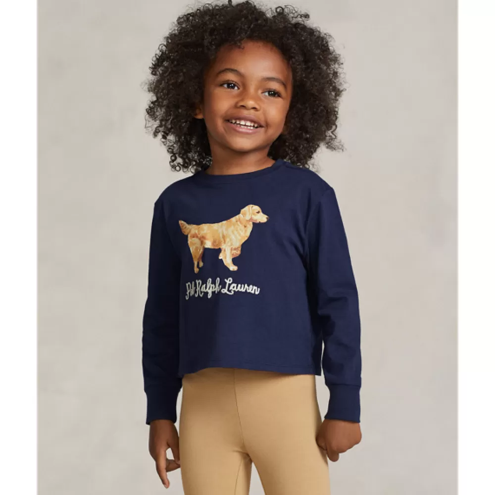 Sportbekleidung | Mädchen 1½-6½ Jahre>Ralph Lauren Sportbekleidung | Mädchen 1½-6½ Jahre Langarm-T-Shirt mit Golden Retriever für Children | ® DE