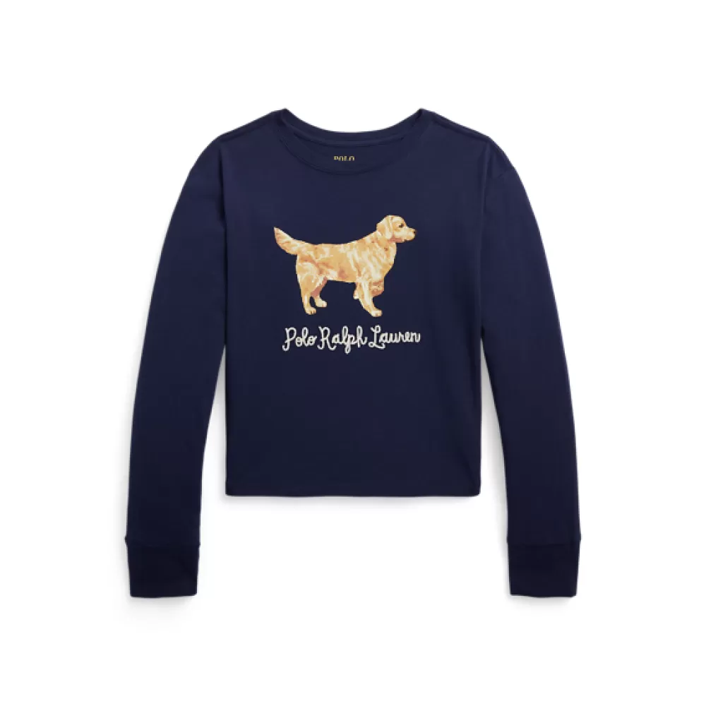 Mädchen 7-14 Jahre>Ralph Lauren Mädchen 7-14 Jahre Langarm-T-Shirt mit Golden Retriever für Children | ® DE