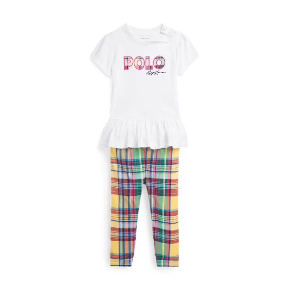 Outfits Und Geschenksets>Ralph Lauren Outfits Und Geschenksets Logo-T-Shirt und karierte Leggings für Baby | ® DE