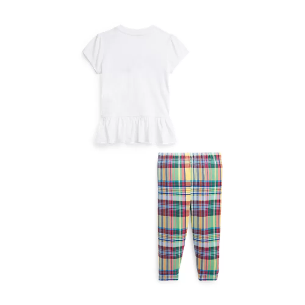 Outfits Und Geschenksets>Ralph Lauren Outfits Und Geschenksets Logo-T-Shirt und karierte Leggings für Baby | ® DE