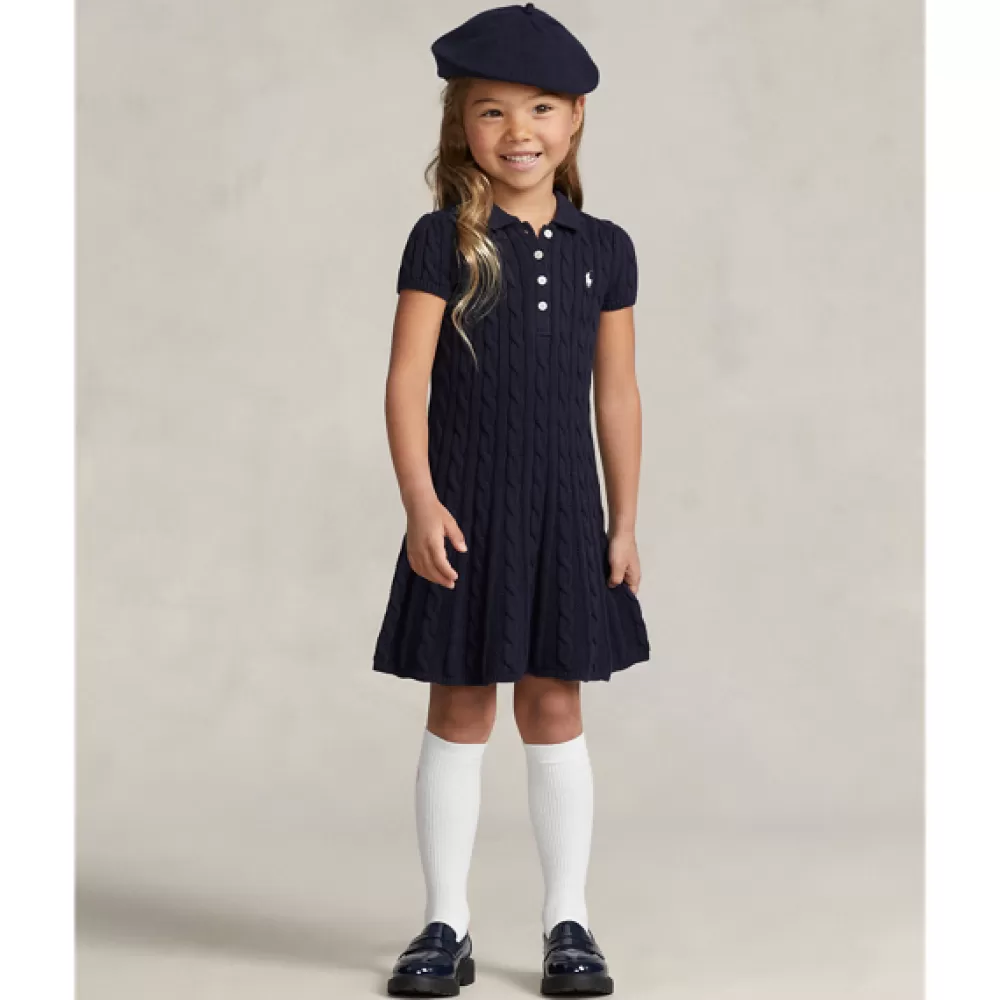 Mädchen 1½-6½ Jahre>Ralph Lauren Mädchen 1½-6½ Jahre Polo-Pulloverkleid mit Zopfmuster für Children | ® DE