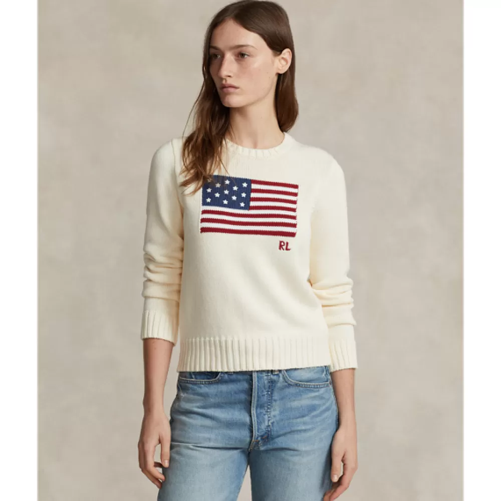 Pullover Und Strickjacken>Ralph Lauren Pullover Und Strickjacken Rundhalspullover mit Flagge für Women | ® DE