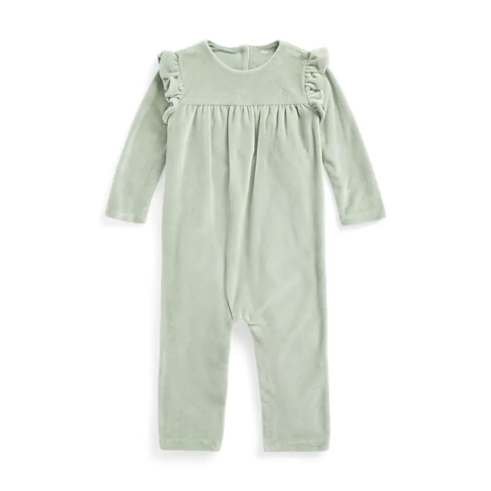 Bodys & Strampler>Ralph Lauren Bodys & Strampler Velours-Strampler mit Rüschen für Baby | ® DE