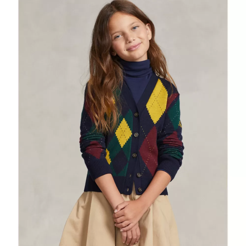 Pullover Und Strickjacken | Mädchen 7-14 Jahre>Ralph Lauren Pullover Und Strickjacken | Mädchen 7-14 Jahre Wollstrickjacke mit Argyle-Motiven für Children | ® DE