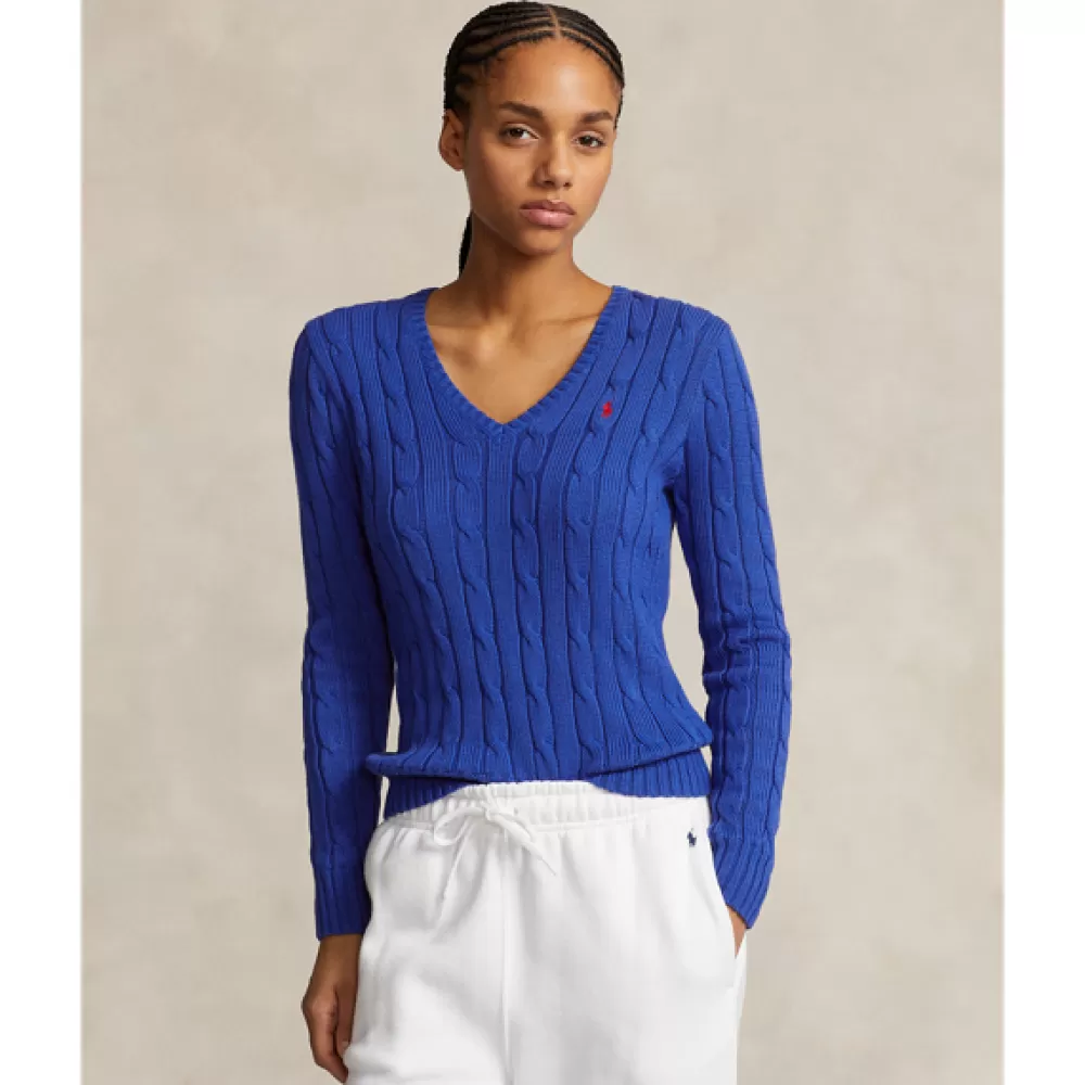 Pullover Und Strickjacken>Ralph Lauren Pullover Und Strickjacken Zopfmusterpullover mit V-Ausschnitt für Women | ® DE